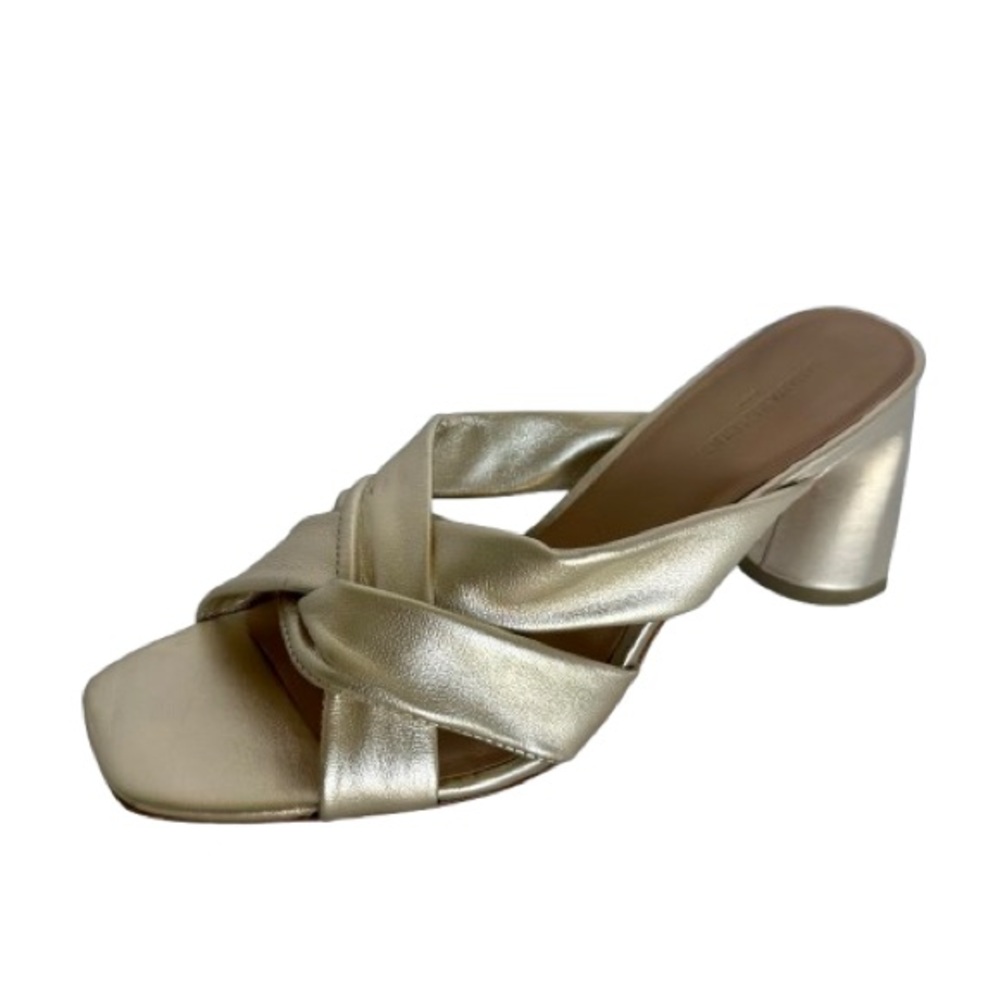 Banana Republic Women’s Leather Sole Metallic Silver Gold Mule Heels Size 8